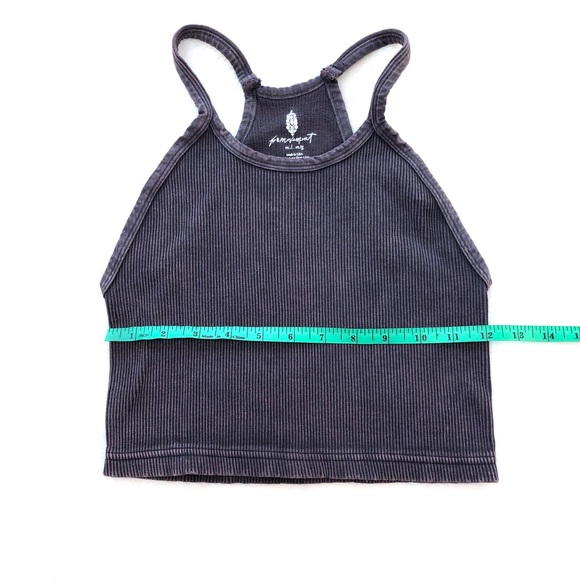 Free People Happiness Runs Washed Black Ribbed Crop Top M/L - Picture 9 of 11